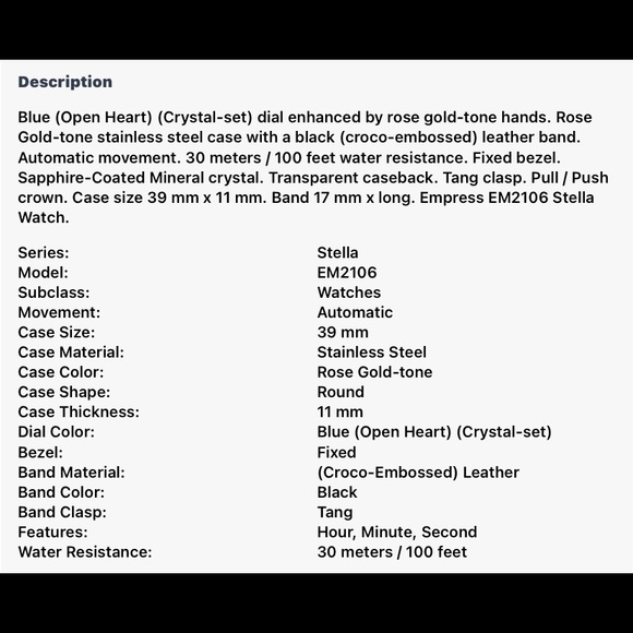 Empress Stella Automatic Crystal Blue Dial Watch - Picture 4 of 4